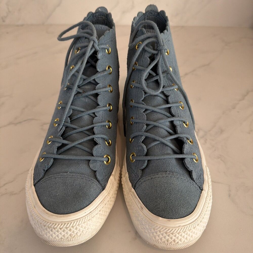 Rare Converse Chuck Taylor All Star Hi Frilly Thrills Blue Suede 7 Coquette - Picture 1 of 8